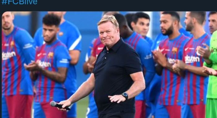 Ekspresi pelatih Barcelona, Ronald Koeman.