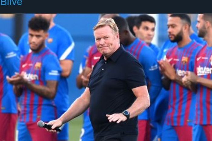 Ekspresi pelatih Barcelona, Ronald Koeman.