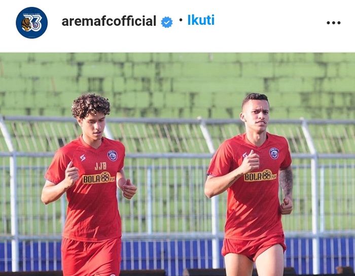 Dua pemain asing, Henrique Bartoli Jardim dan Hugo Gilherme Correa Grillo hadir pada latihan Arema FC, Selasa (18/8/2020) sore