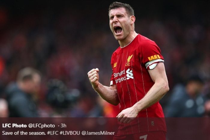 Bintang  Liverpool, James Milner,  dalam laga kontra Bournemouth di Anfield pada Sabtu (7/3/2020).