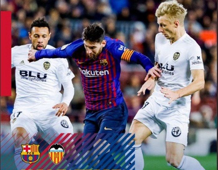 Megabintang Barcelona, Lionel Messi, dalam laga Liga Spanyol kontra Valencia di Camp Nou, Sabtu (2/2/3019)