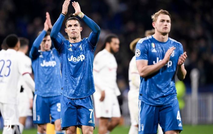 Ekspresi megabintang Juventus, Cristiano Ronaldo, seusai laga leg pertama babak 16 besar Liga Champions kontra Olympique Lyon di OL Stadium, Rabu (26/2/2020).