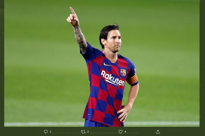 Ekspresi kapten Barcelona, Lionel Messi.