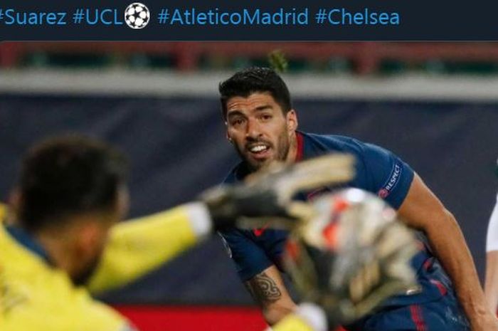 Aksi penyerang Atletico Madrid, Luis Suarez.