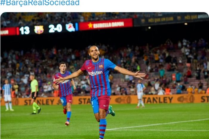 Martin Braithwaite tampil gemilang dengan dua gol membuat Barcelona tumbangkan Real Sociedad dalam laga perdana Liga Spanyol.