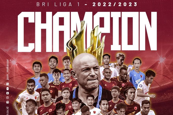 PSM Makassar dinobatkan sebagai juara Liga 1 2022-2023 setelah mengalahkan Madura United pada pekan ke-32 Jumat (31/3/2023).