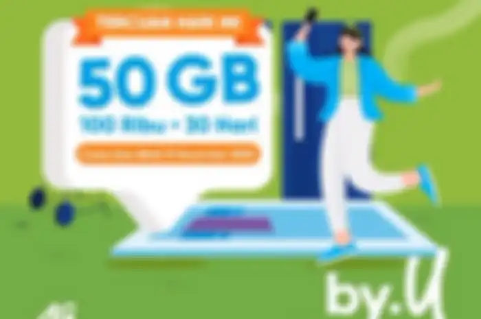 Sikat bro, cuma hari ini paket internet murah By.U 50Gb cuma Rp 100 ribuan, aktif 30 hari.