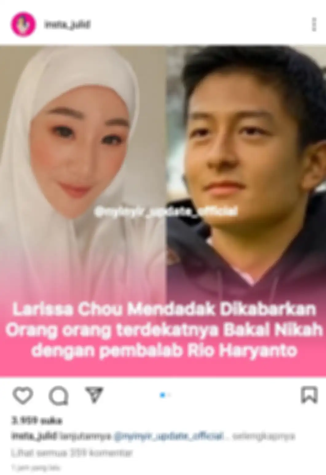 Larissa Chou digosipkan bakal menikah dengan pembalap Rio Haryanto.