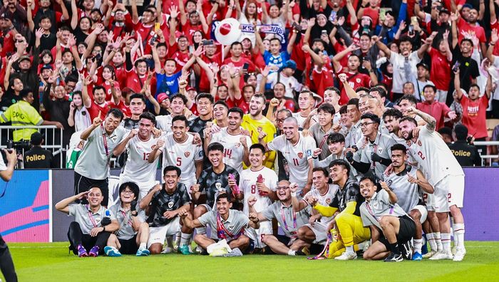 Skuad Timnas Indonesia usai menahan imbang Arab Saudi di King Abdullah Sports City, Jeddah pada 5 September 2024