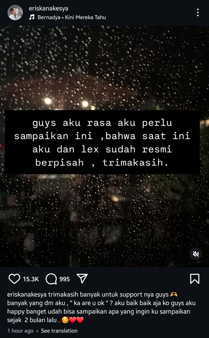 Eriska umumkan sudah resmi bercerai dari Young Lex