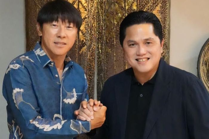 Ketua Umum PSSI, Erick Thohir, bertemu dengan pelatih timnas Indonesia, Shin Tae-yong