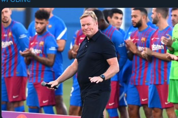 Ekspresi pelatih Barcelona, Ronald Koeman.