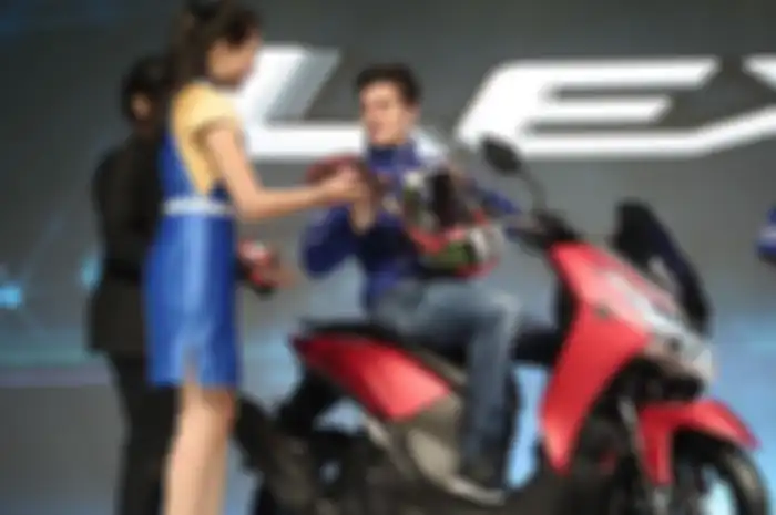 Maverick Vinales di launching Yamaha Lexi 125 di Jakarta (26/1/2017)