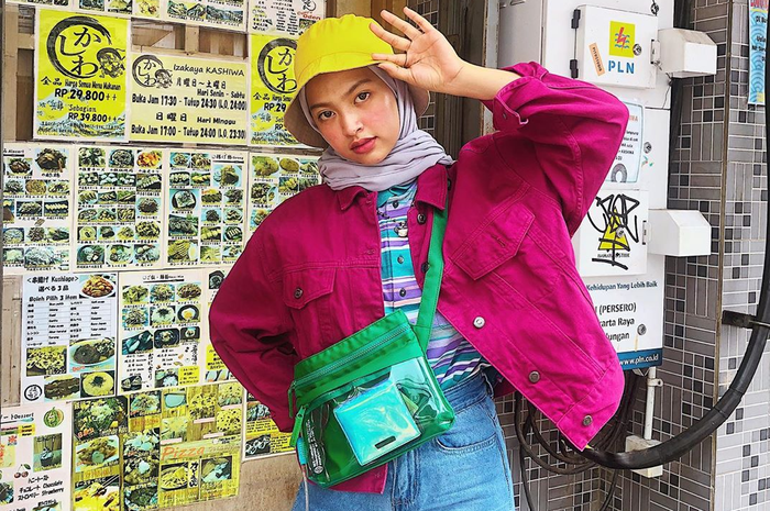 Fashion hijab pakai bucket hat