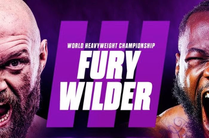 Poster pertandingan laga perebutan gelar kelas berat WBC antara Tyson Fury dan Deontay Wilder yang digelar di T-Mobile Arena, Las Vegas, Amerika Serikat, 24 Juli. 