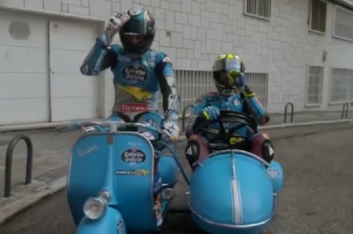 Alex Marquez dan Joan Mir keliling Madrid pakai Vespa