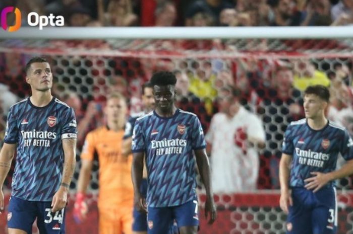 Arsenal melawan Brentford dalam laga perdana Liga Inggris 2021-2022 di Brentford Community Stadium, Jumat (13/8/2021) waktu setempat.