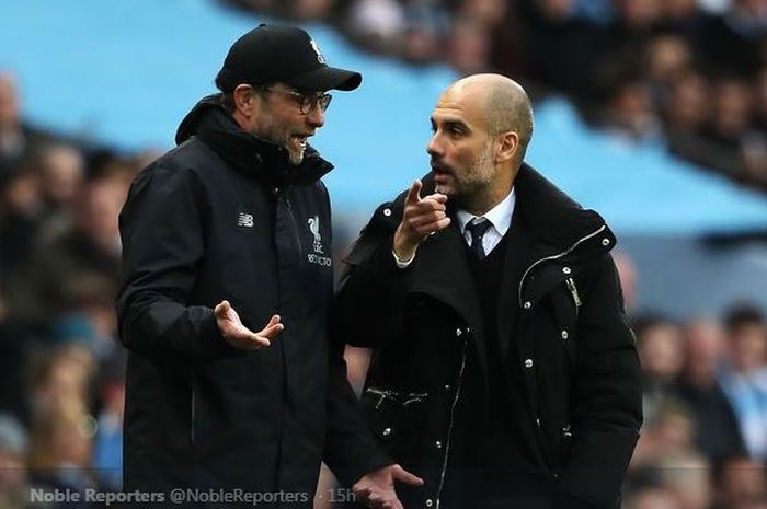 Juergen Klopp (kiri) dan Pep Guardiola.