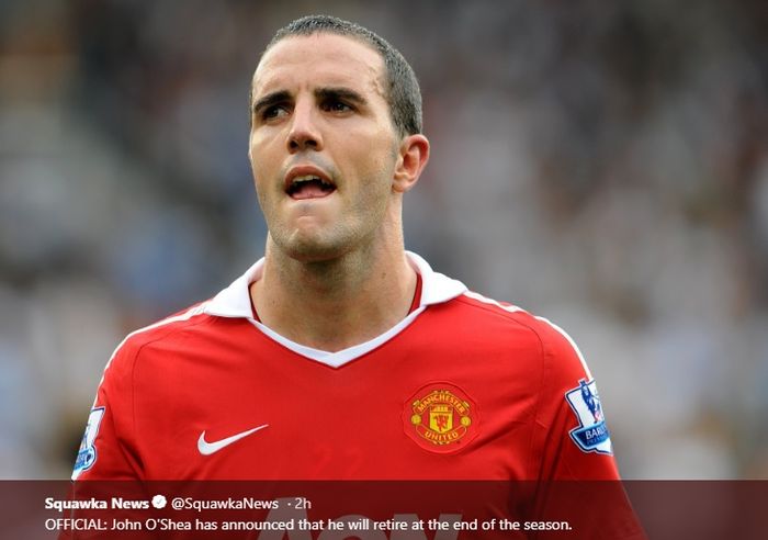 Ekspresi John O'Shea saat berseragam Manchester United.