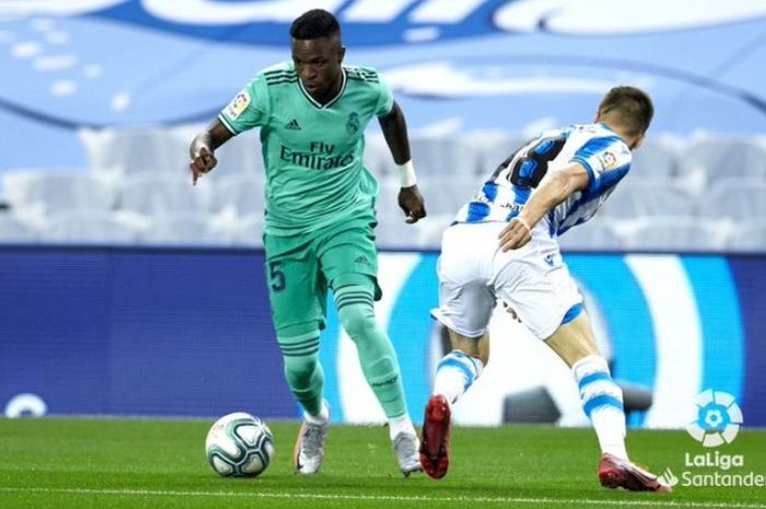 Laga Real Sociedad versus Real Madrid di di Reale Arena, Minggu (21/6/2020).