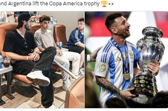 Joao Felix menonton langsung laga final Copa America 2024 antara Timnas Argentina dan Timnas Kolombia di stadion.