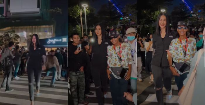 Paula Verhoeven catwalk di jalanan bareng Bonge.
