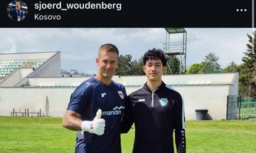 Pelatih Kiper Timnas Indonesia Sjoerd Woudenberg memantau langsung Cyrus Margono di Liga Kosovo.