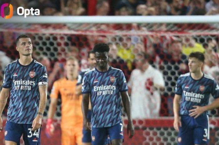 Arsenal melawan Brentford dalam laga perdana Liga Inggris 2021-2022 di Brentford Community Stadium, Jumat (13/8/2021) waktu setempat.