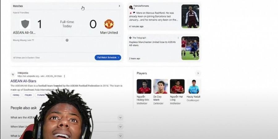 IShowSpeed Murka Lihat Man United Dipecundangi Tim yang Tidak Punya Logo