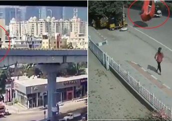 Bak Adegan dalam Film Action, Ngebut 104 Km, Mobil Ini 'Terbang' dari Jembatan Flyover hingga Jatuh Terguling Saat Menikung, Begini Kronologinya!