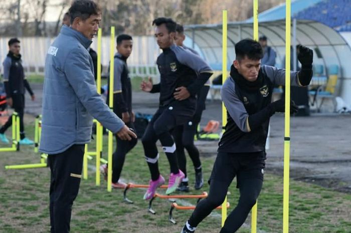 Timnas U-20 Indonesia saat menjalani sesi latihan di Tashkent, Uzbekistan, jelang Piala Asia U-20 2023.