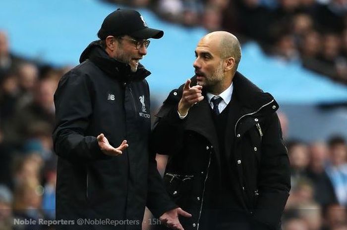 Juergen Klopp (kiri) dan Pep Guardiola.