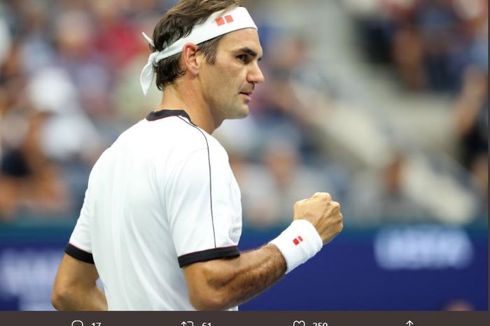 Petenis Swiss, Roger Federer, ketika bertanding di babak kedua US Open 2019 Rabu (28/8/2019) waktu setempat.