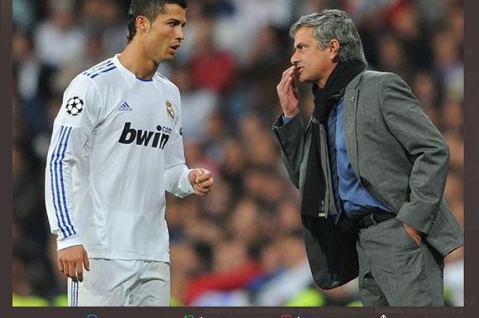 Jose Mourinho dan Cristiano Ronaldo saat masih membela Real Madrid.