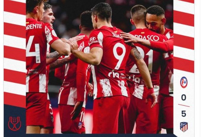 Atletico Madrid menang telak atas Rayo Majadahonda di babak 32 besar Copa del Rey 2021-2022.