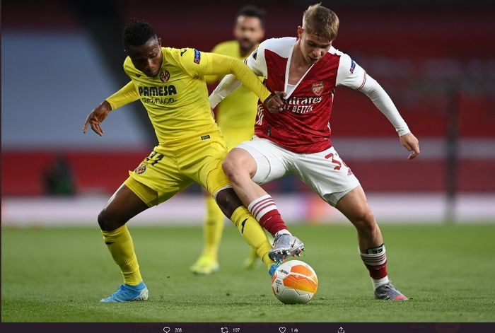 LAga Arsenal versus Villarreal pada semifinal leg kedua Liga Europa, Kamis (6/5/2021).