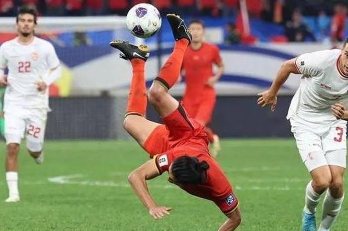 Timnas China saat berhadapan dengan Timnas Indonesia di Kualifikasi Piala Dunia 2026.