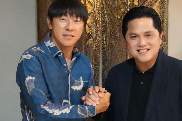 Ketua Umum PSSI, Erick Thohir, bertemu dengan pelatih timnas Indonesia, Shin Tae-yong