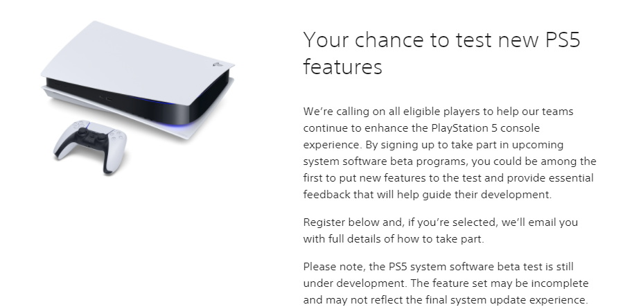 Pengumuman Sony terkait pembukaan pendaftaran peserta ujicoba fitur baru PS5