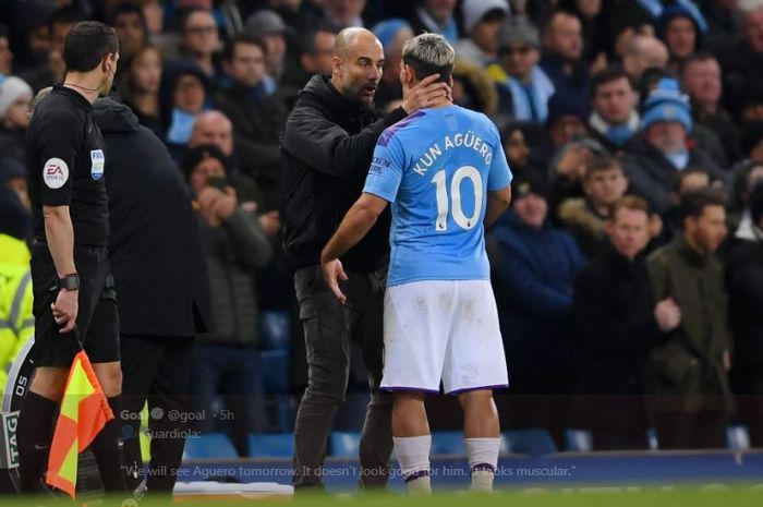 Pep Guardiola dan Sergio Aguero.