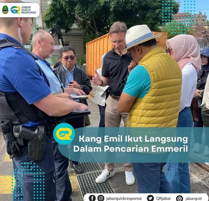 Ridwan Kamil, Atalia Praratya, dan kepolisian setempat dalam upaya pencarian Eril.