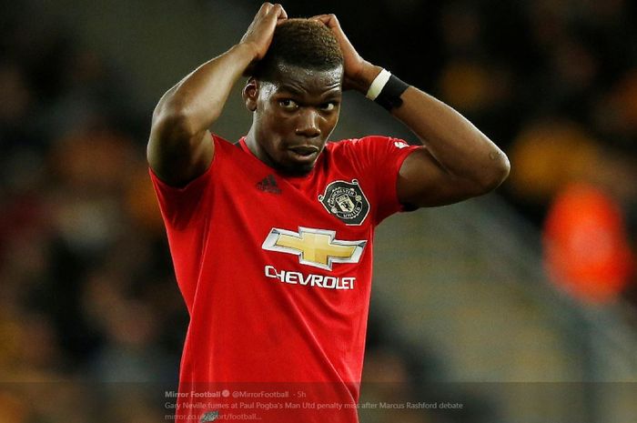 Ekspresi Paul Pogba setelah gagal mencetak gol penalti untuk Manchester United.