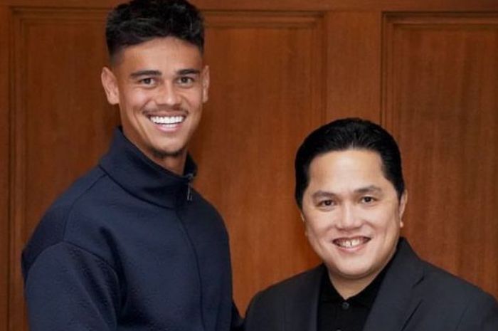 Ketua Umum PSSI, Erick Thohir, bersama Mees Hilgers