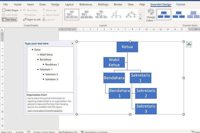 Cara membuat bagan organisasi di Microsoft Word