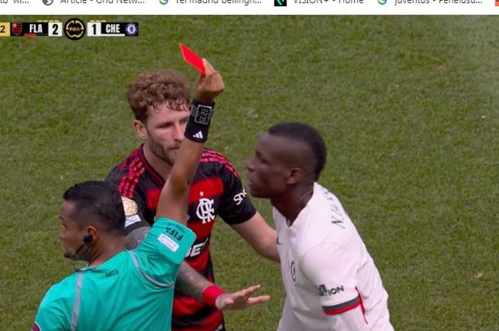 Nicolas Jackson menerima kartu merah langsung pada pertandingan melawan Flamengo di Piala Dunia Klub 2025, Sabtu (21/6/2025) dini hari WIB.