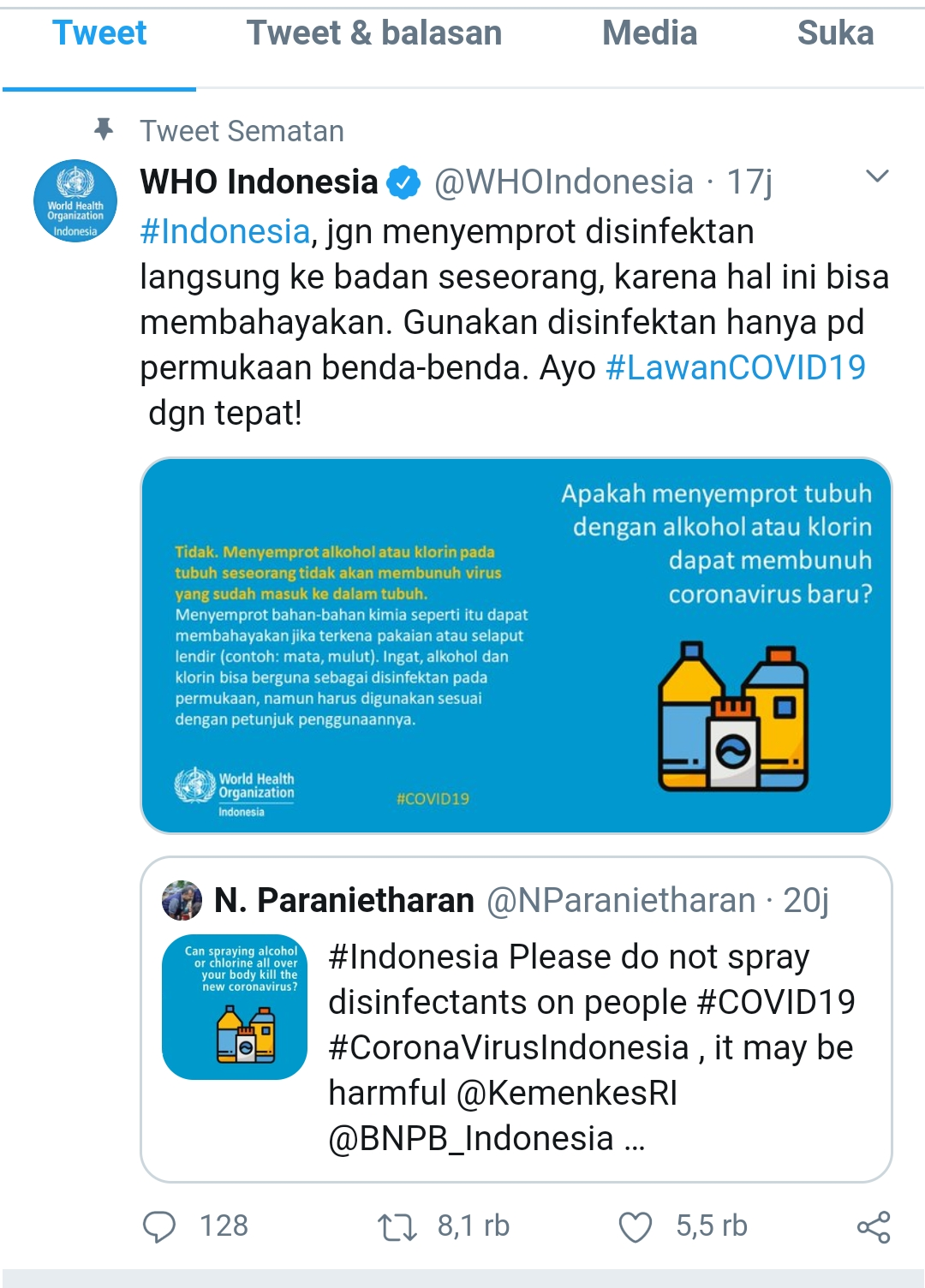 Peringatan WHO terhadap maraknya penggunaan bilik desinfeksi di Indonesia.