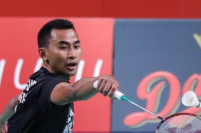 Pebulu tangkis tunggal putra Indonesia, Tommy Sugiarto, menjalani babak pertama Denmark Open 2019 di Odense Sportspark, Selasa (15/10/2019).