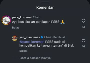 Jawaban Presiden PSBS Biak, Yan Mandenas saat ditanya persiapan klub menyongsong Liga 1 2025-2026 di instagram pribadinya.