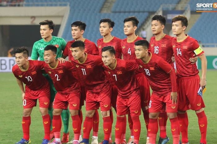 Skuat Timnas U-23 Vietnam saat menghadapi Brunei Darussalam di Kualifikasi Piala Asia U-23 2020.