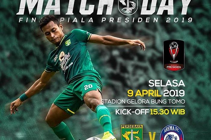 Live streaming Persebaya Surabaya Vs Arema FC pada leg pertama final Piala Presiden 2019.